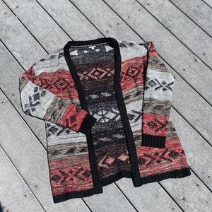 Dark Color Patterned Cardigan
